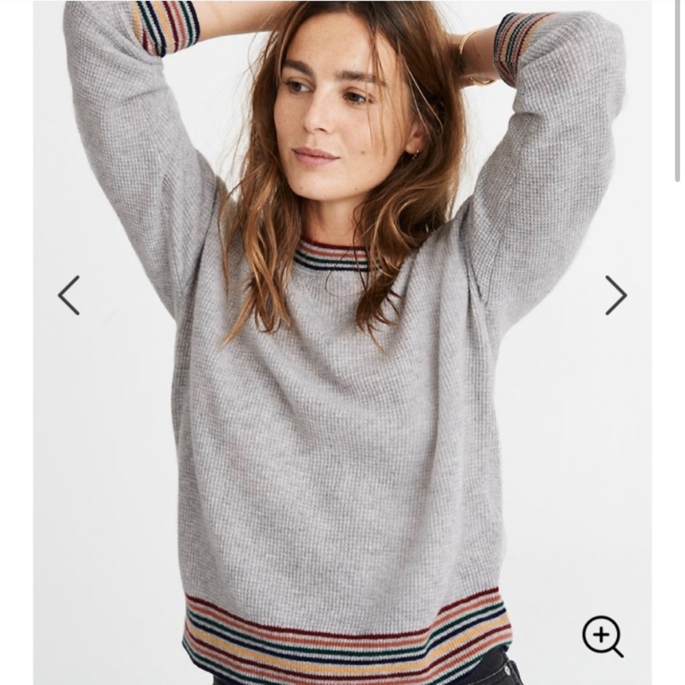 ISO Rainbow Trim Cashmere Sweater by Madewell